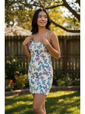 Shein Women's Dress Size S Blue Pink Yellow White Sleeveless Stretchy Bodycon